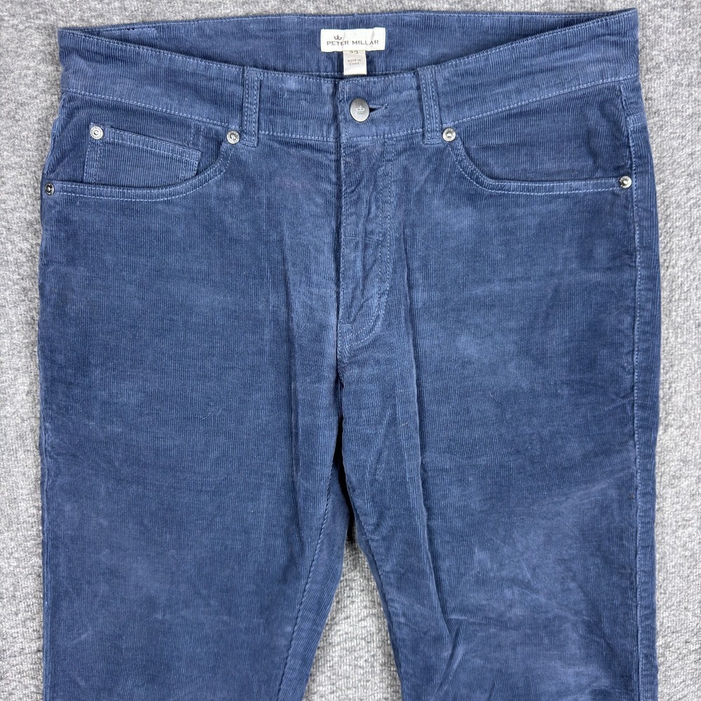 Peter Millar Pants Mens 32x34 Blue Corduroy Stretch 5-Pocket Chino Preppy